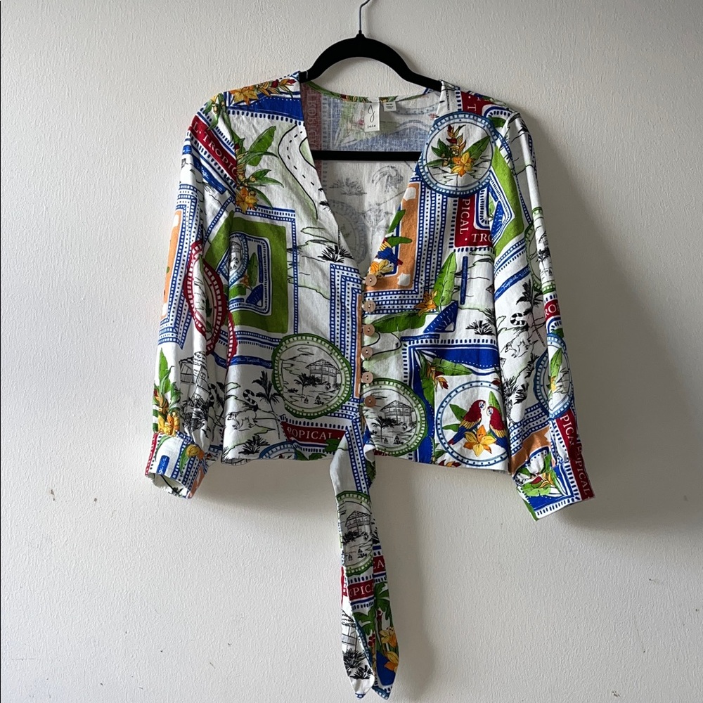 Joie Multicolor Graphic Linen Top